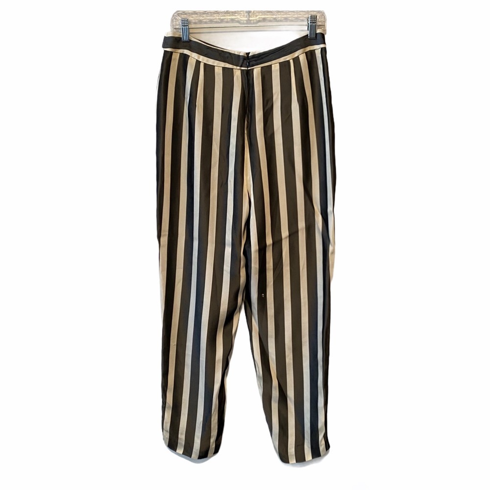 KAELEN black and white stripe High rise  pant exc